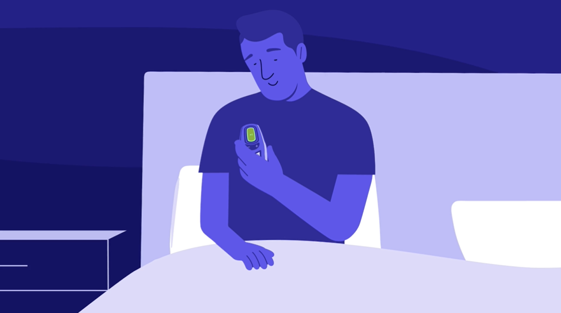 Illustration of male in bed with Inspire remote device